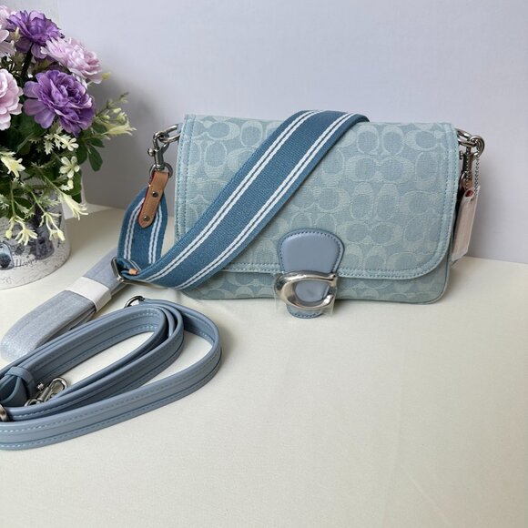 COACH light-colored denim shoulder bag messenger bag - Picture 2 of 11